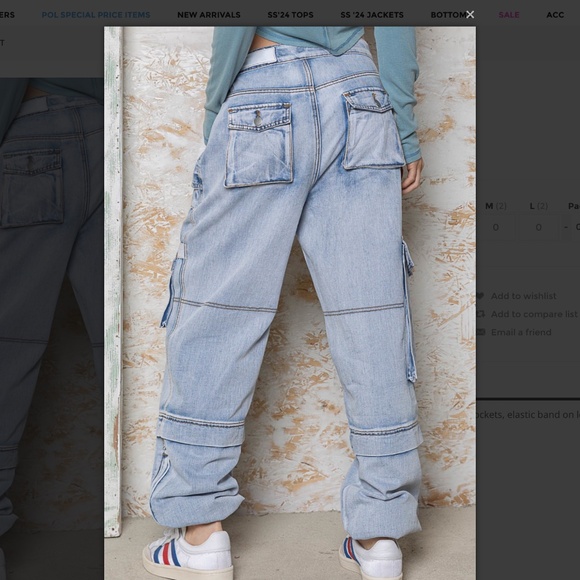 POL Light Wash Cargo Utility Jean Jogger Pants Y2K SR20 - Picture 8 of 10